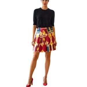 Lauren Ralph Lauren 100% Silk Modern Maasai Print Wide Pleat Skirt,‎ Size 10